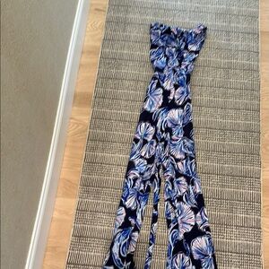 Lilly Pulitzer Blue and White Floral Jumpsuit